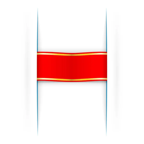 Красная Лента Золотой Полосой Вставки Бумагу Красная Лента Золотой Полосой — стоковый вектор