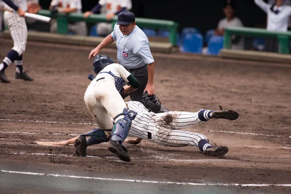 Tájkép egy japán középiskolai baseball játék — Stock Fotó