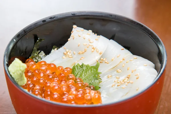 Take Delicious Seafood Bowl Japanese Sushi Restaurant — Stock Photo, Image