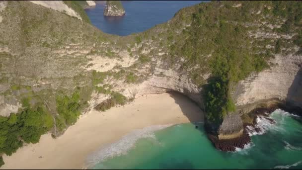 Piękny Dron Latający Nad Niesamowitym Klifem Morskim Plaży Kelingking Nusa — Wideo stockowe