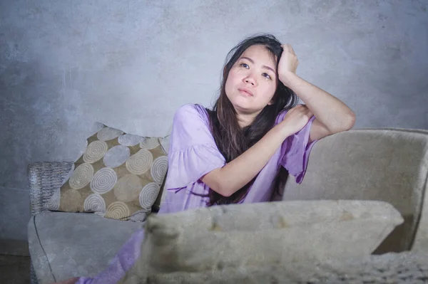 Covid Vírus Home Lockdown Retrato Dramático Jovem Bela Mulher Chinesa — Fotografia de Stock