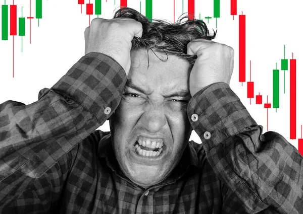 Forex Giełdy Handlu Stres Ryzyko Szalenie Zestresowany Zdesperowany Amator Handlowiec — Zdjęcie stockowe
