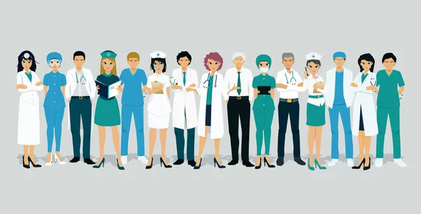 Médicos y enfermeras — Archivo Imágenes Vectoriales