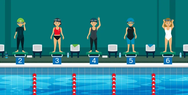 Nuotatore sulla linea di partenza — Vettoriale Stock