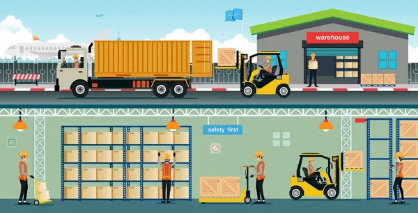 Ambarı işçilerin ürünler sıralama.