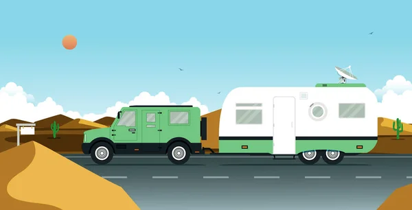 Caravan and trailer — Stock Vector