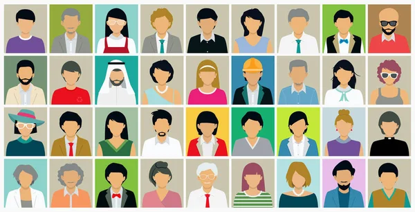 Diferentes caras de personas — Vector de stock