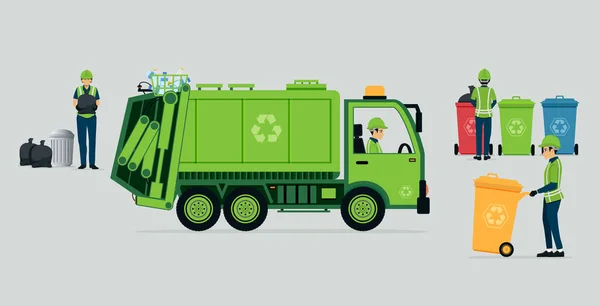 Conductor de camión de basura — Vector de stock