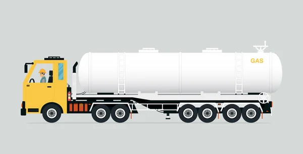 Gas truk dengan sopir - Stok Vektor