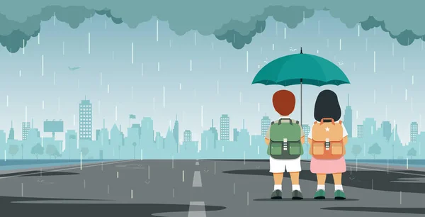 Criança com guarda-chuva —  Vetores de Stock
