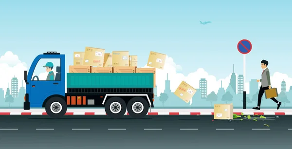 Irresponsible cargo truck — Stock Vector