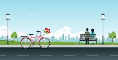 Bir park Caddesi üzerinde bisiklet park