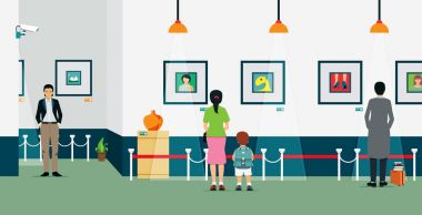 Sanatçı resimleri galeride seyirci ile görüntülemek.