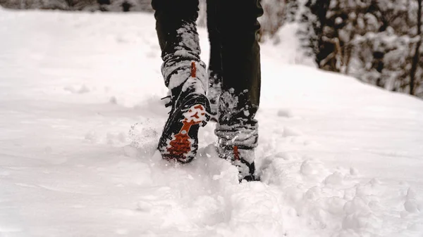 Walking step in deep snow