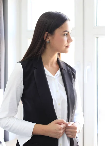 Modern business woman in the office with copy space. — Stock Photo, Image