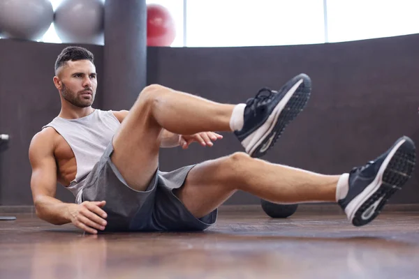 Sportos Ember Stretching Bemelegítő Csinál Speciális Gyakorlatokat Izmok Munka Előtt — Stock Fotó