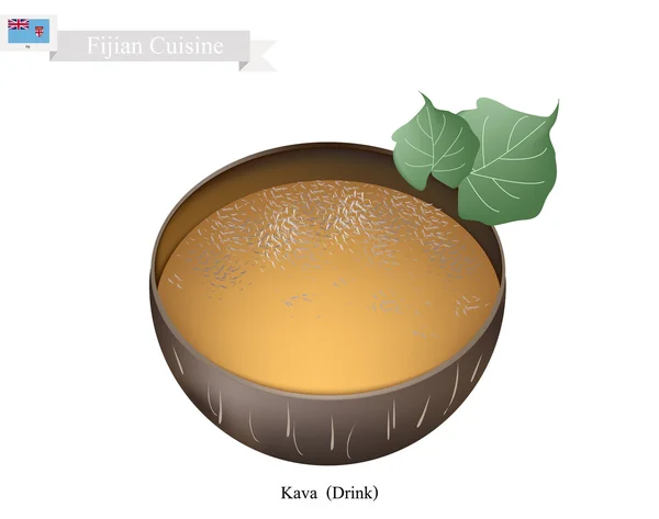 Boisson kava ou boisson traditionnelle à base de plantes Fidji — Image vectorielle