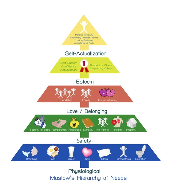 Hierarchia van szüksége az emberi motiváció diagram — Stock Vector