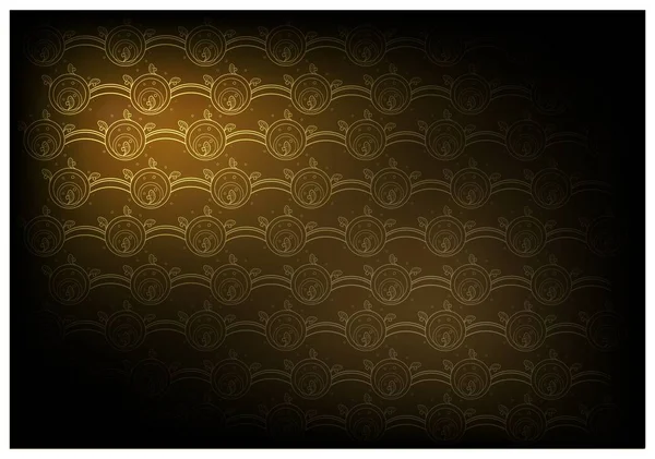 Golden Brown Thai Vintage Wallpaper Background with Wave Pattern — Stock Vector