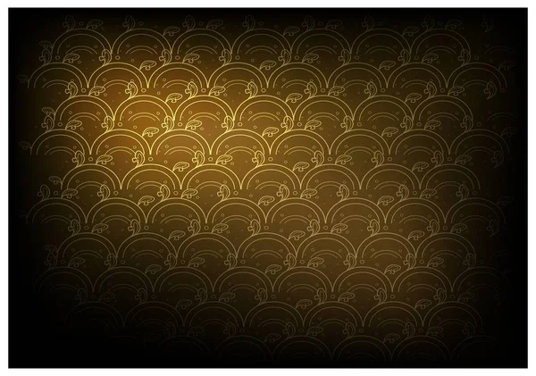 Golden Brown Thai Vintage Wallpaper Background with Wave Pattern — Stock Vector