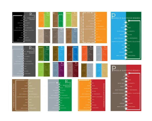 Ensemble de 11 étapes du processus de recherche qualitative — Image vectorielle