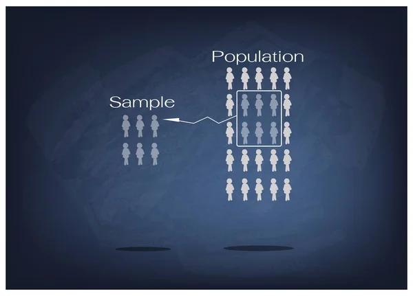 Исследовательский процесс выборки из целевой популяции — стоковый вектор
