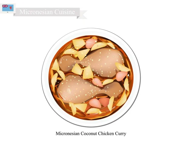 Kokos Kip Curry, de populaire schotel van Micronesië — Stockvector