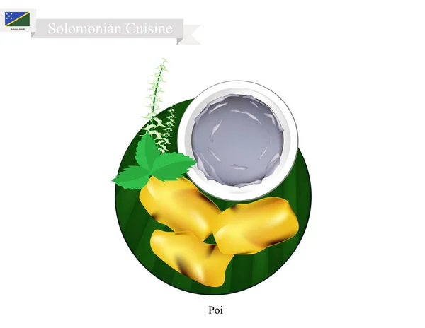 Poi ou Sopa Solomoniana Tradicional ou mingau de cereal Solomoniano — Vetor de Stock