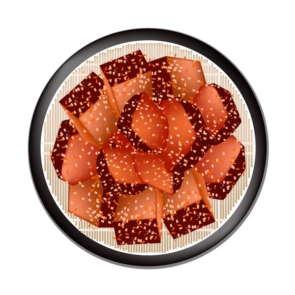 Cuajada de frijol chino rojo sobre fondo blanco — Vector de stock