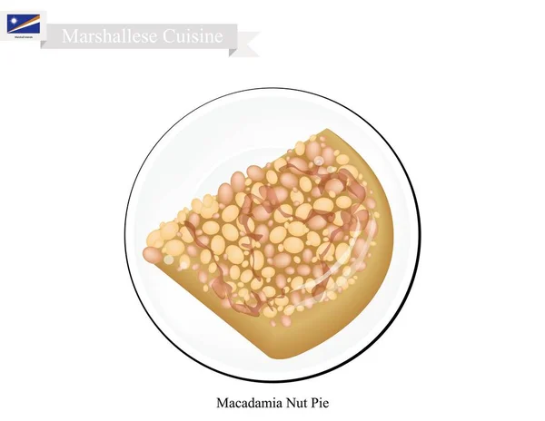 Macadamia Nut Pie, A National Dish of Marshall Islands — Stock Vector