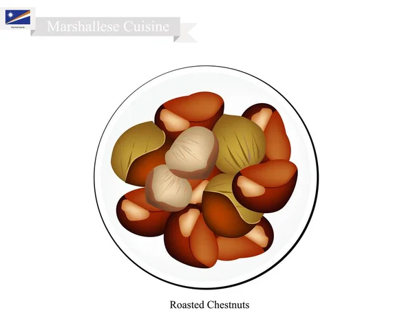 Roosteren van kastanjes, de beroemde schotel van Marshalleilanden — Stockvector