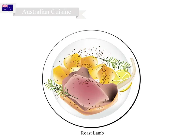 Pernas de cordeiro assadas, o prato popular da Austrália — Vetor de Stock