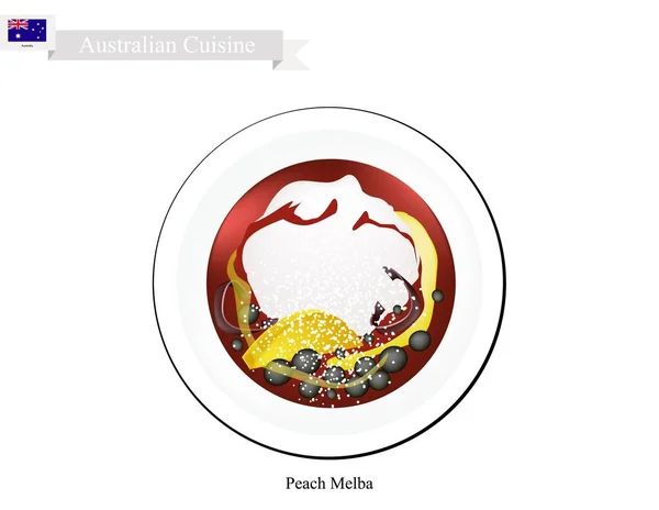 Пич Мельба мороженое, знаменитый австралийский десерт — стоковый вектор