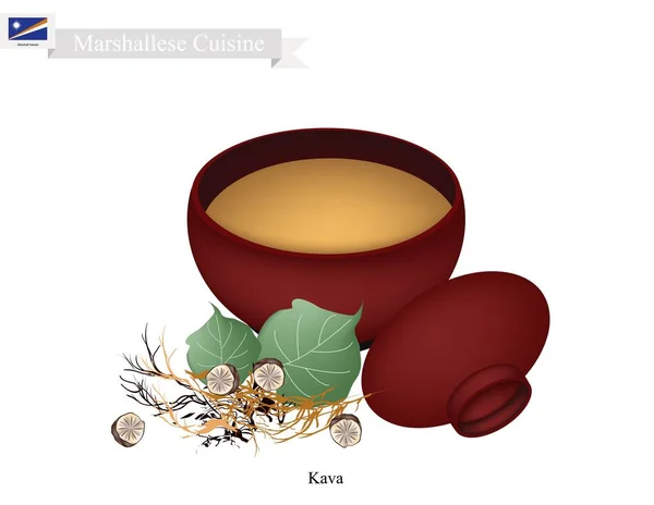 Kava Drink nebo tradiční Marshallese bylinné nápoje — Stockový vektor