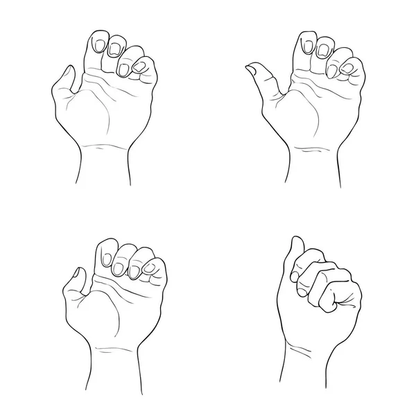 Conjunto de manos humanas apretadas Puños levantados en el aire — Archivo Imágenes Vectoriales