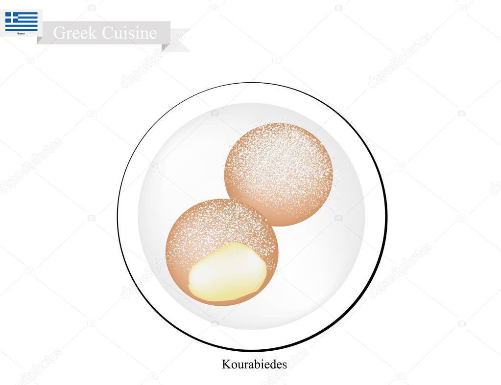 Kourabiedes or Traditional Greek Christmas Cookies with Icing