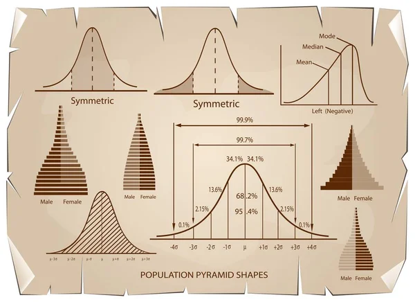 Стандартная диаграмма отклонения с диаграммой пирамиды населения — стоковый вектор