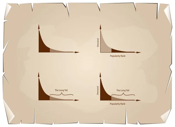 Répartitions à queue longue et à queue longue sur papier ancien — Image vectorielle