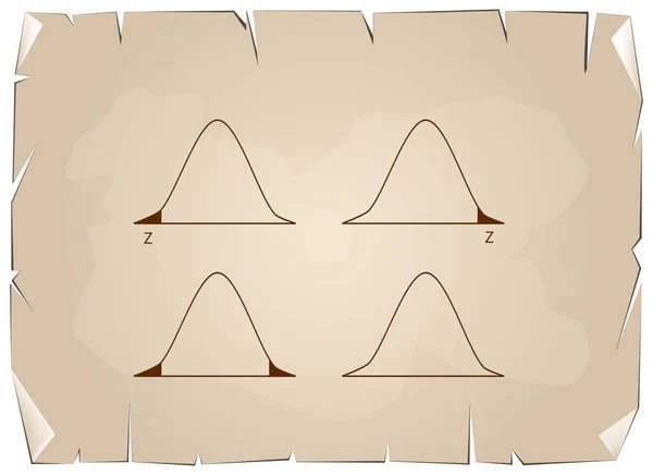 Normale verdeling grafiek of de Gauss klokcurve op oud papier — Stockvector