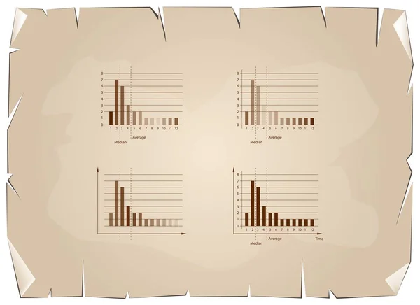 Distribuciones de cola gorda y cola larga sobre fondo de papel viejo — Vector de stock