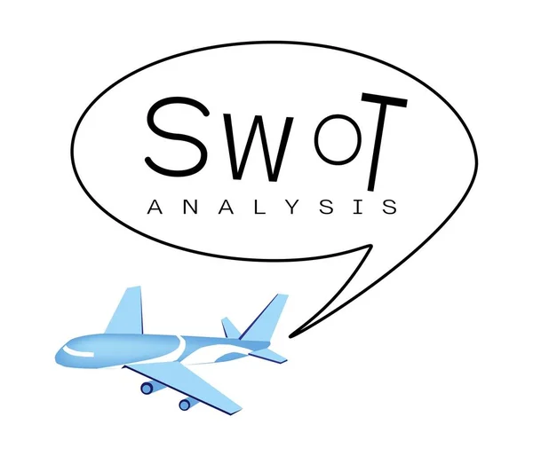 Airplane with SWOT Analysis Strategy Management Concept — Stock Vector