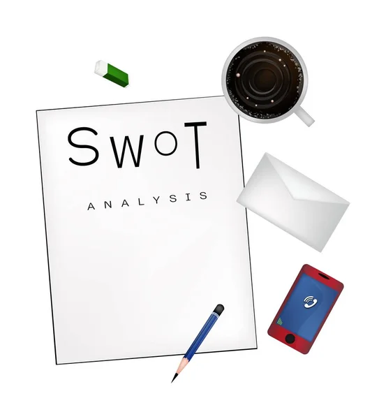 Управление стратегией анализа SWOT для бизнес-плана — стоковый вектор