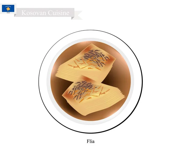 FLIA of cirkeldiagram met yoghurt vulling, Kosovaarse schotel — Stockvector