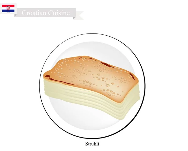 Strukle nebo Strukli, slavný jídlo v Chorvatsku — Stockový vektor