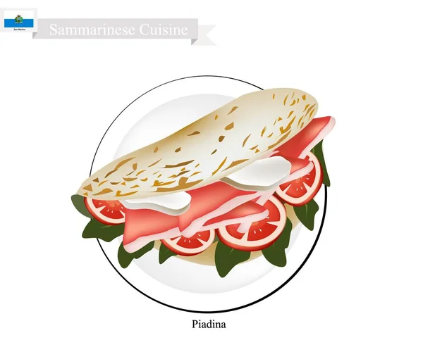Piadina, un plat célèbre à Saint-Marin — Image vectorielle