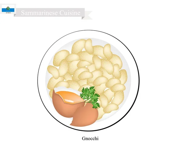 Gnocchi, um prato famoso em San Marino —  Vetores de Stock