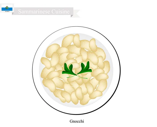Gnocchi, un famoso piatto a San Marino — Vettoriale Stock