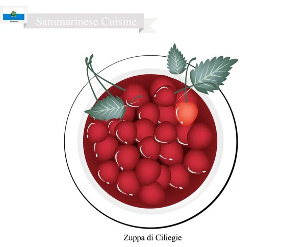 Zuppa di Ciliegie or Sammarinese Cold Cherry Soup — Stockvector