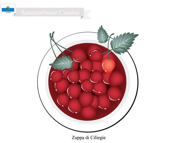 Sopa de cereja fria de Zuppa di Ciliegie ou Sammarinese — Vetor de Stock