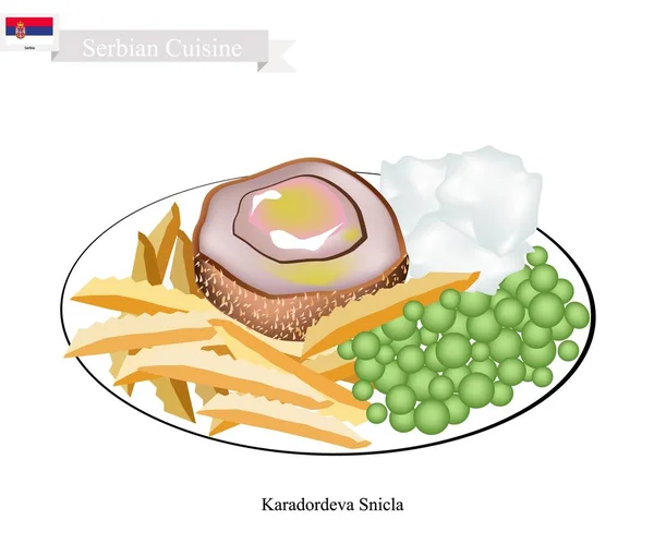 Karadordeva Snicla, een van de beroemdste gerecht van Servië — Stockvector